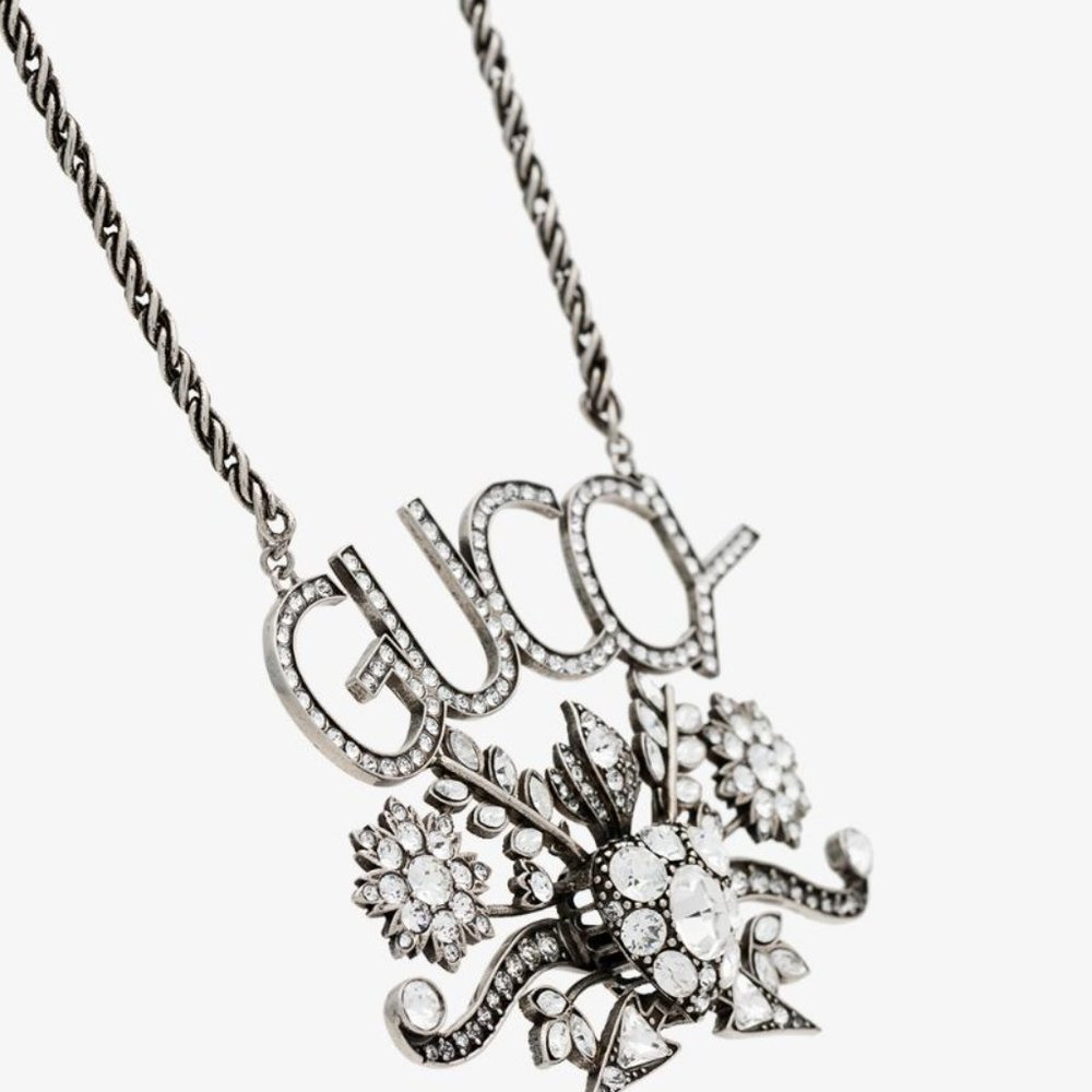 Gucci GUCCY Crystal Necklace in Silver NEW IN BOX - Picture 5 of 8